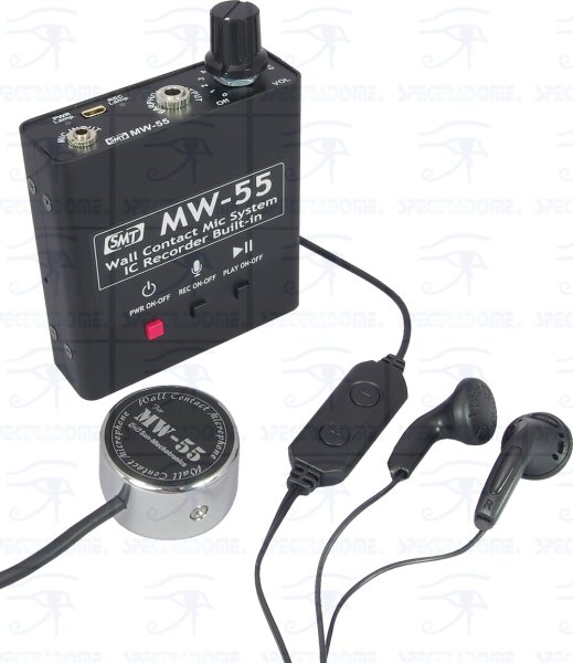 Wall contact microphone with embedded digital voice recorder