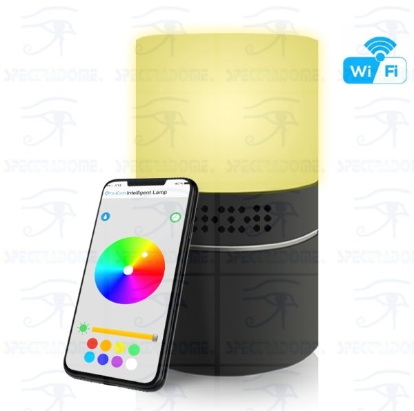 Multicolored LED lamp with infrared Wifi spy camera